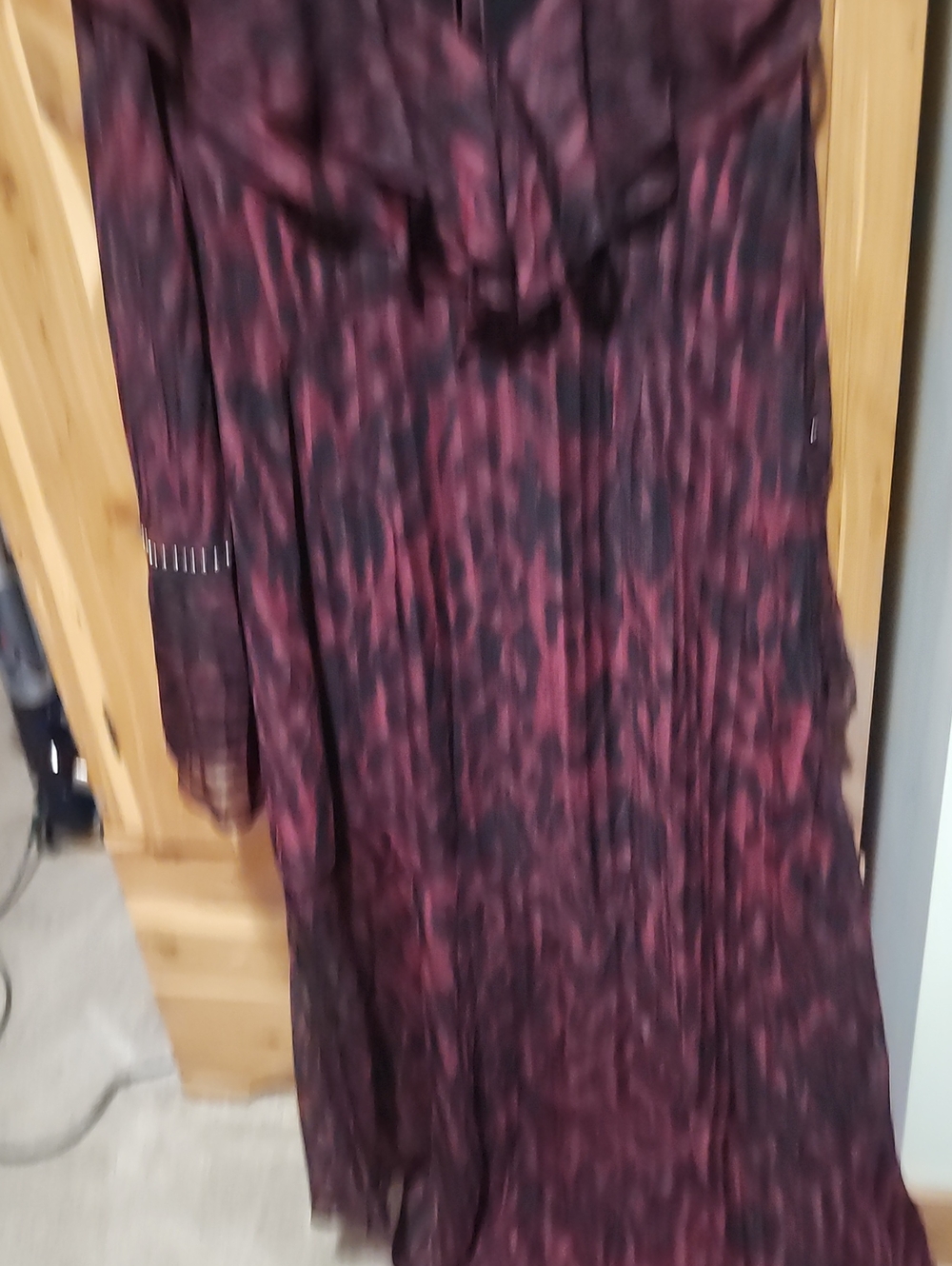 Women’s Long Burgundy & Black Printed Maxi Dress